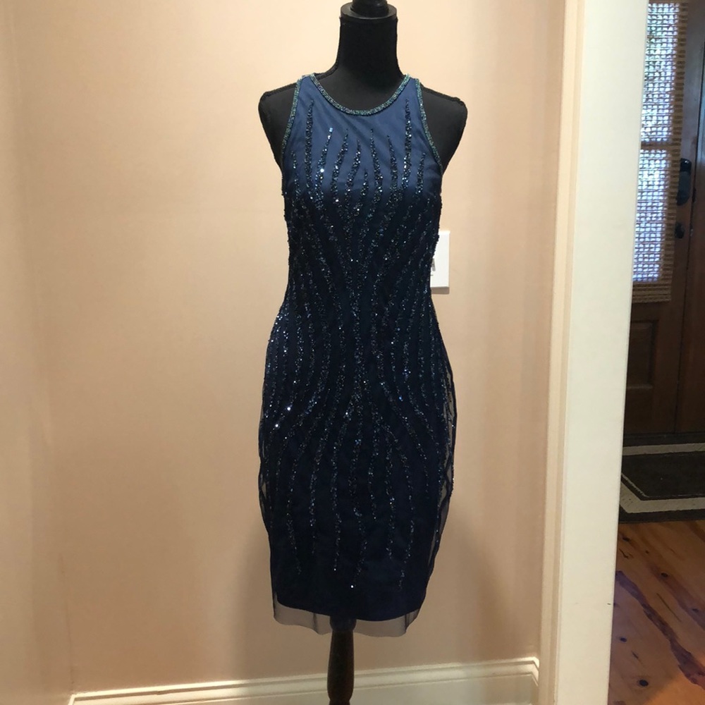 Adrianna Papell Navy sequin dress